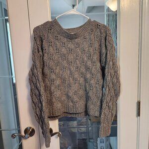 Women's Soft Loose Knitted Grey Sweater - Size Medium